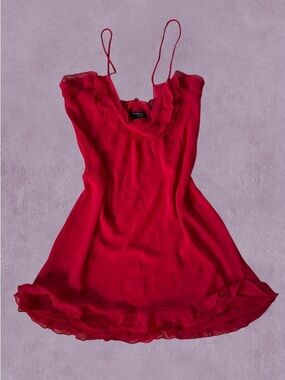 Morgan Taylor Bright Red Beaded Chiffon slip dress